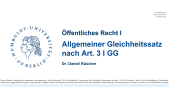 Allgemeiner Gleichheitssatz nach Art. 3 I GG