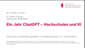 Vortrag von Frau Dr. Limburg zu "„Ein Jahr ChatGPT – Hochschulen und KI“"